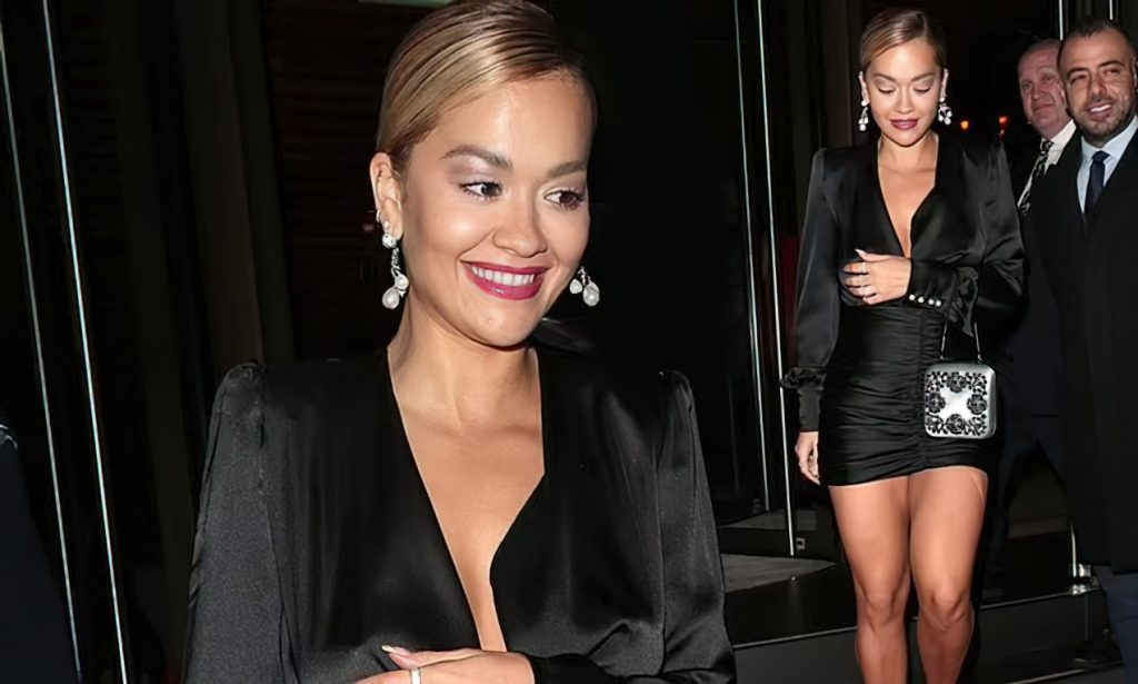 Rita Ora Turns Heads in a Leggy Black Satin Dress as She Heads Out For Dinner in London (50 Photos)