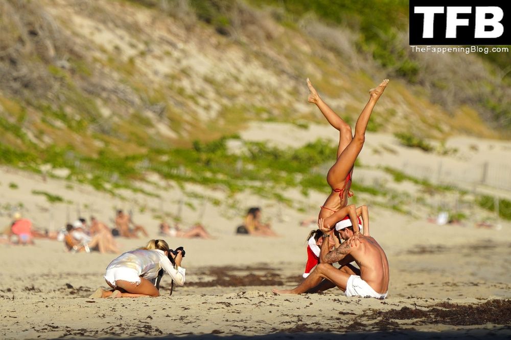 Skinny Izabel Goulart Poses in a Red Bikini on the Beach in St Barts (71 Photos)