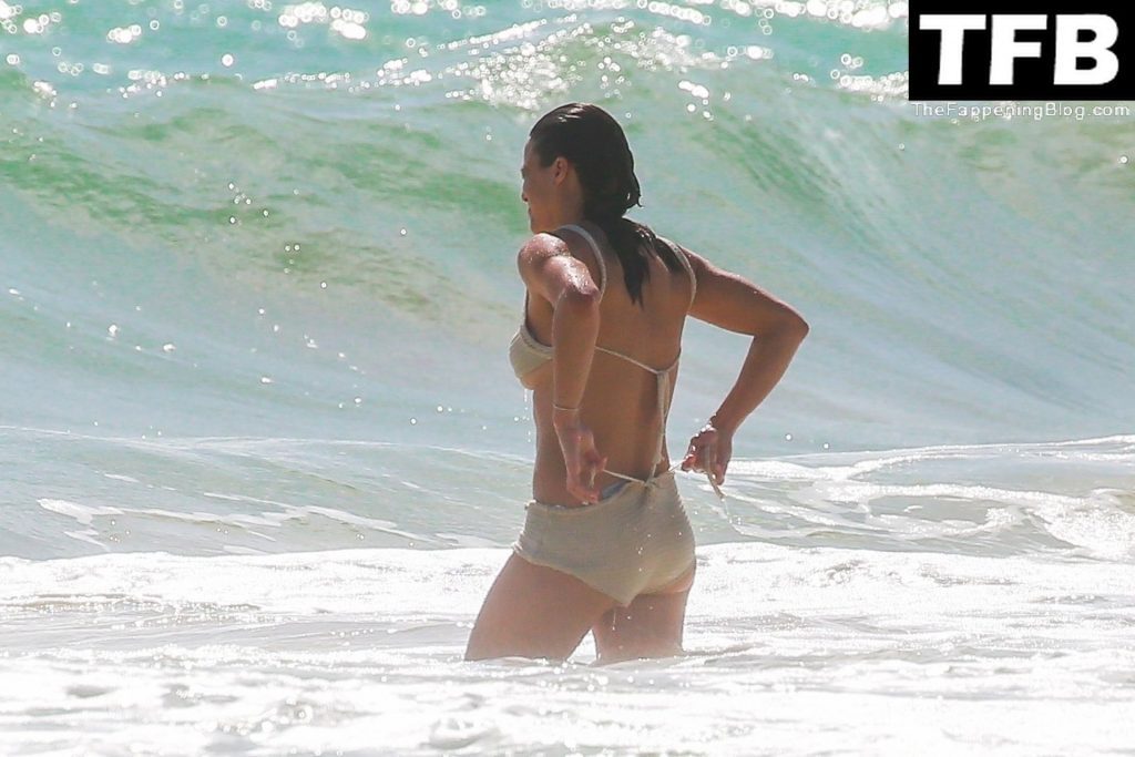 Michelle Rodriguez Has a Wardrobe Malfunction While on the Beach with a Mystery Woman (20 Photos)