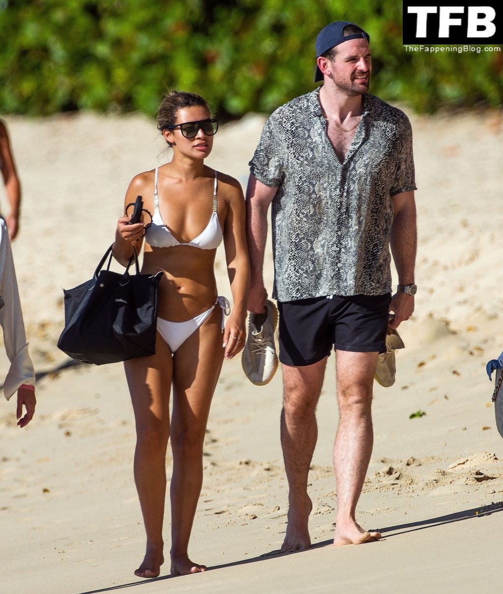 Montana Brown Shows Off Her Toned Beach Body in a White Bikini Enjoying Winter Sunshine in Barbados (173 Photos)