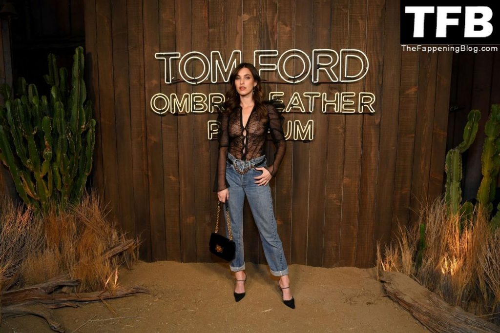 Rainey Qualley Flashes Her Nude Tits at the Launch of Tom Ford’s Ombré Leather Parfum in WeHo (7 Photos)