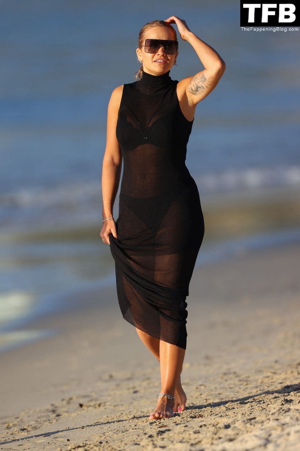 Rita Ora Looks Hot in a Sexy Black Sheer Dress in Sydney (120 Photos)