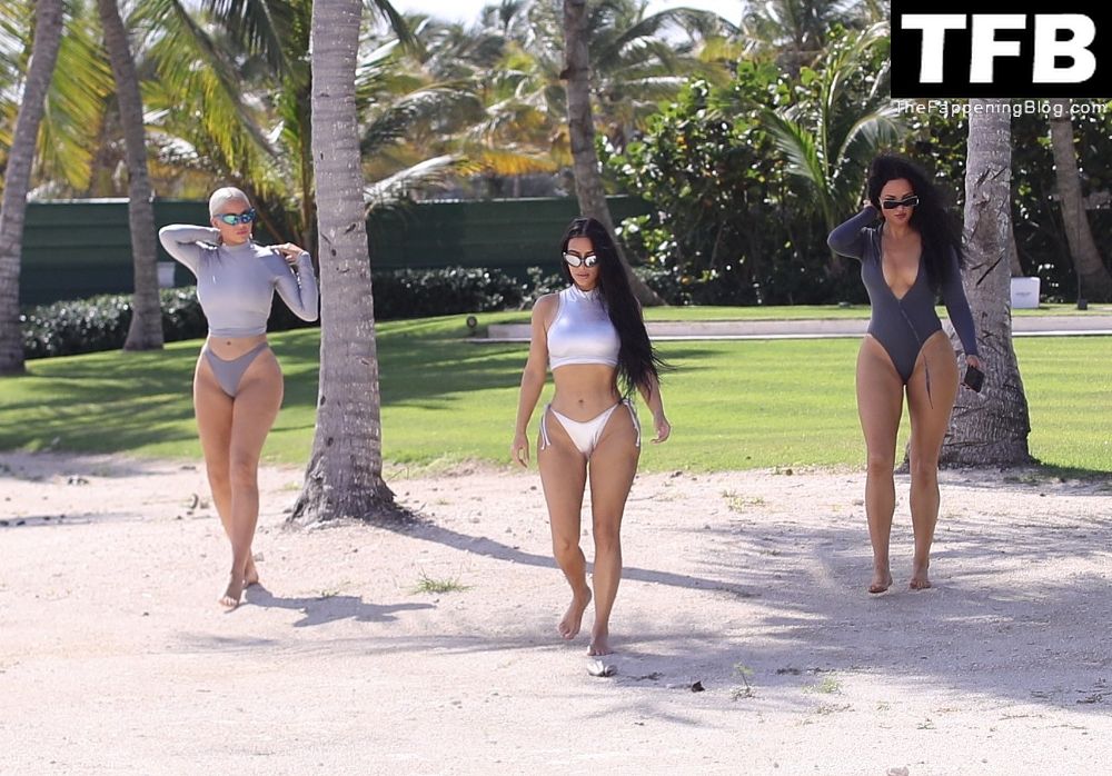 Kim Kardashian Looks Hot in a Silver Bikini on the Beach (20 Photos)