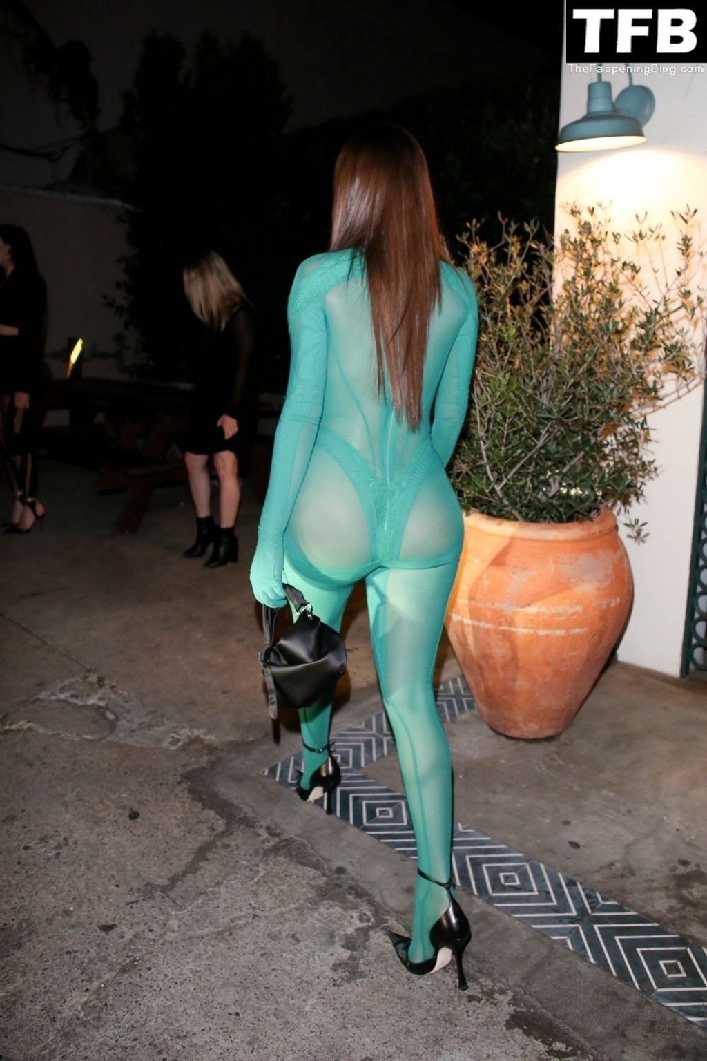 Stassie Karanikolaou Shows Off Her Curves in a Green Bodysuit as She Steps Out For a Party in LA (24 Photos)