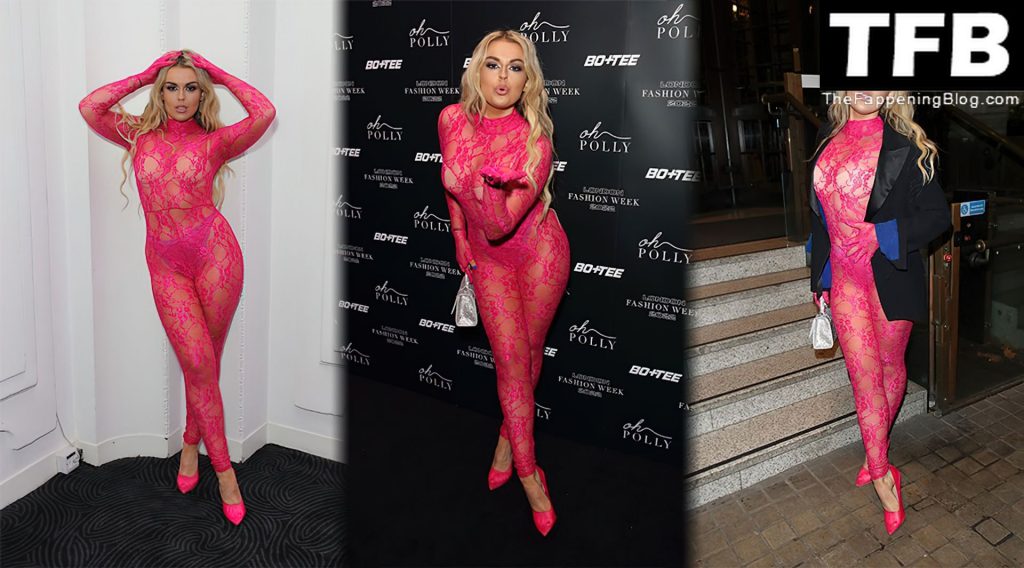 Tallia Storm Flaunts Her Sexy Figure in a See-Through Pink Bodysuit in London (13 Photos)