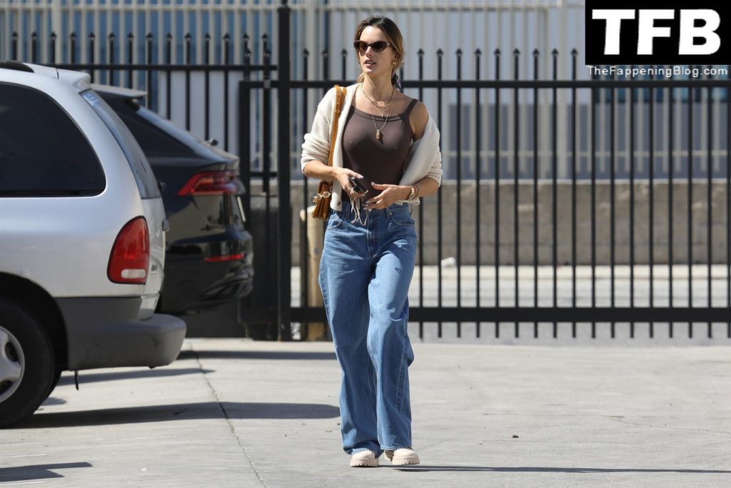 Alessandra Ambrosio Reveals Her Assets Under a Brown Tank as She Arrives at a Shoot in LA (32 Photos)