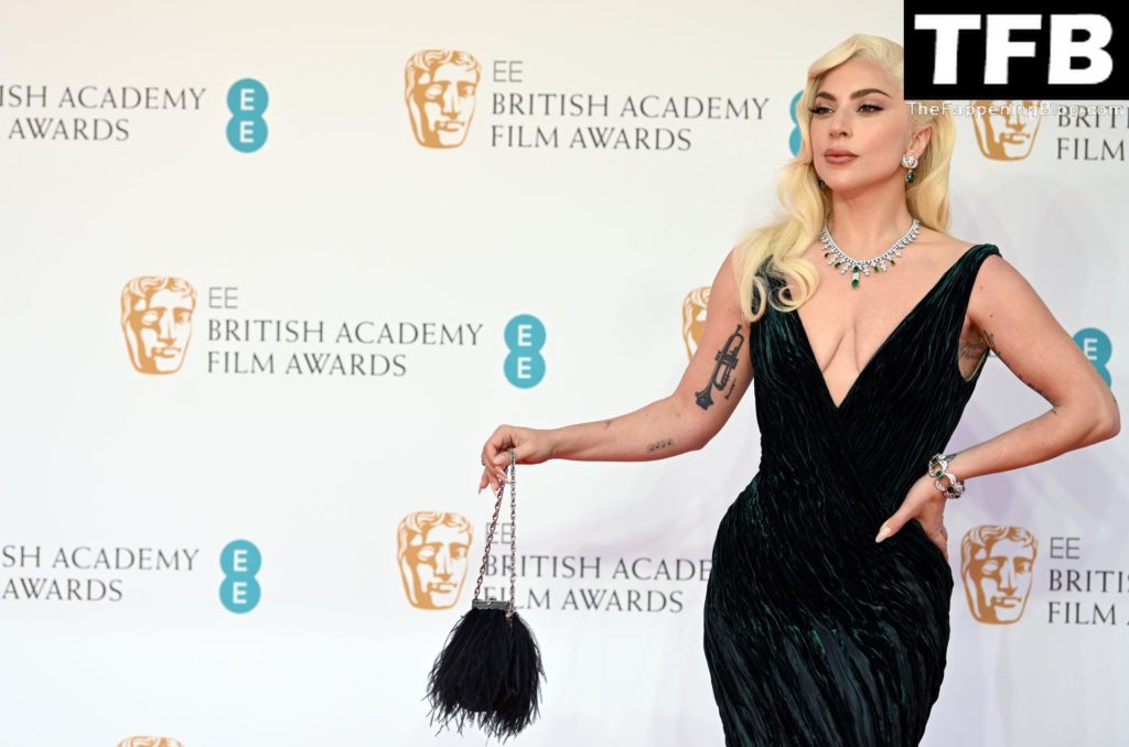 Lady Gaga Flaunts Her Tits at the EE 75th British Academy Film Awards in London (43 Photos)