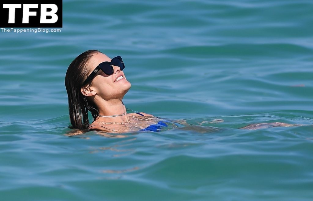 Nina Agdal Stuns in a Blue Bikini as She Goes For a Dip in the Ocean (62 Photos)