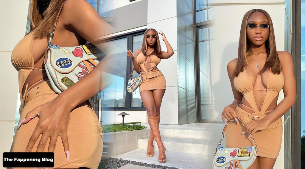 Normani Showcases Her Sexy Tits &amp; Legs as She Poses in a Skimpy Dress (7 Photos)