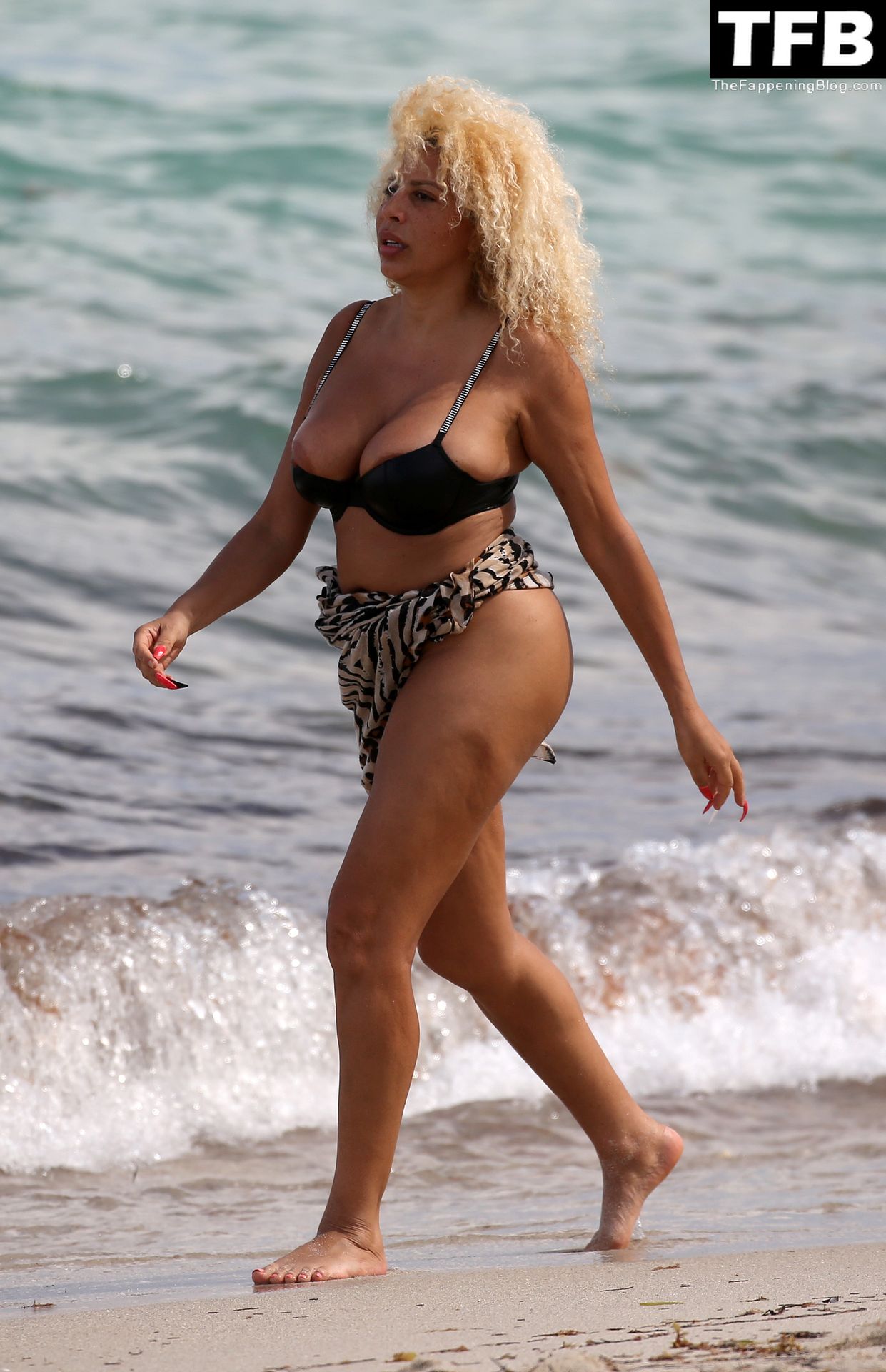 Afida Turner Nude on Beach Bikini Boobs 1