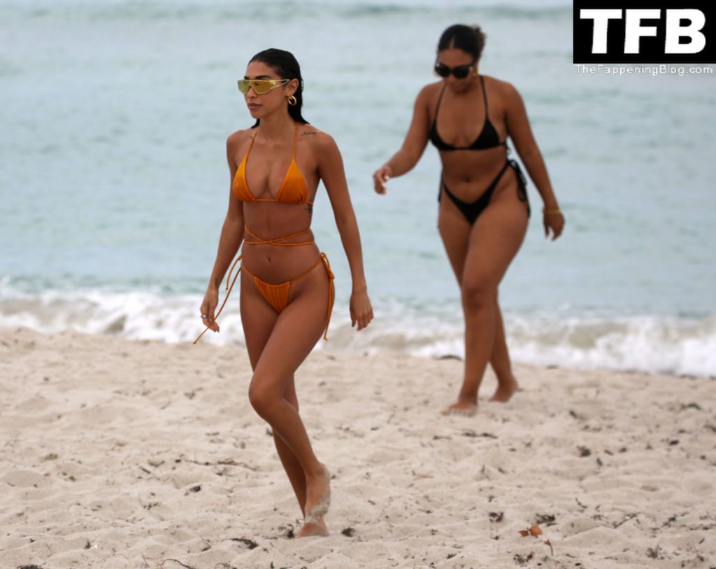 Chantel Jeffries Shows Off Her Beach Body in an Orange Bikini in Miami (46 Photos)