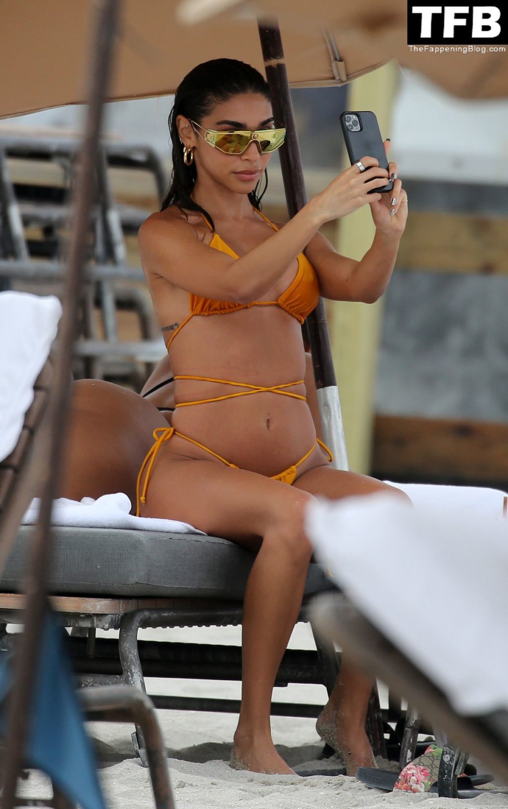 Chantel Jeffries Shows Off Her Beach Body in an Orange Bikini in Miami (46 Photos)