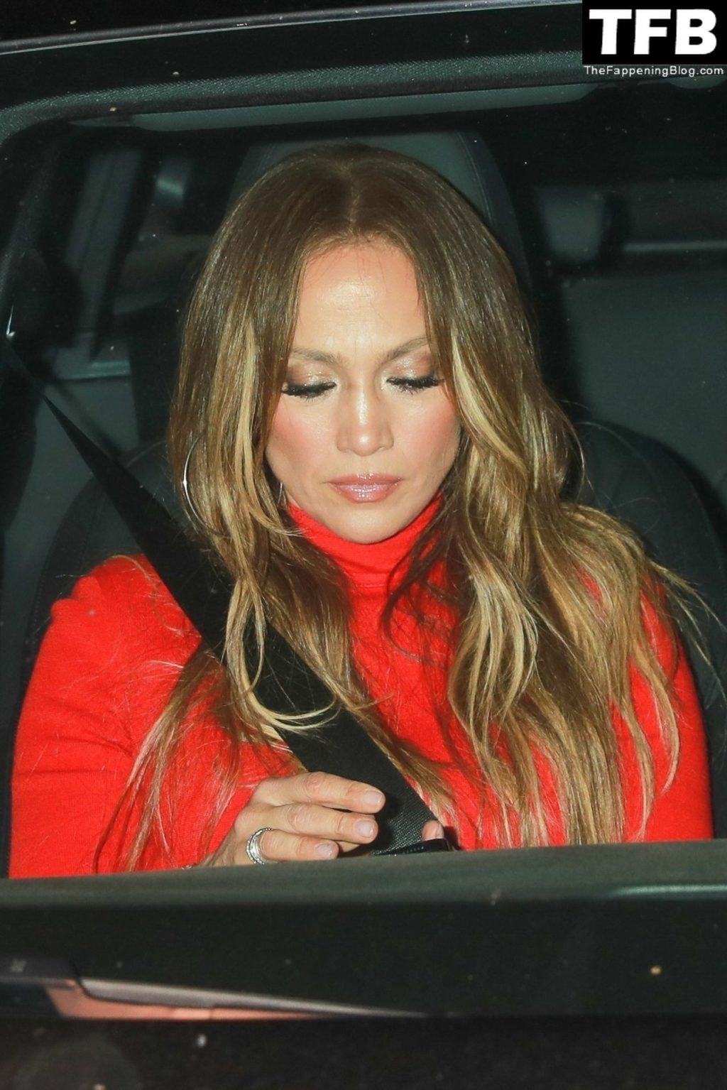 Jennifer Lopez Arrives in a Sexy Red Dress at Craig’s (71 Photos)