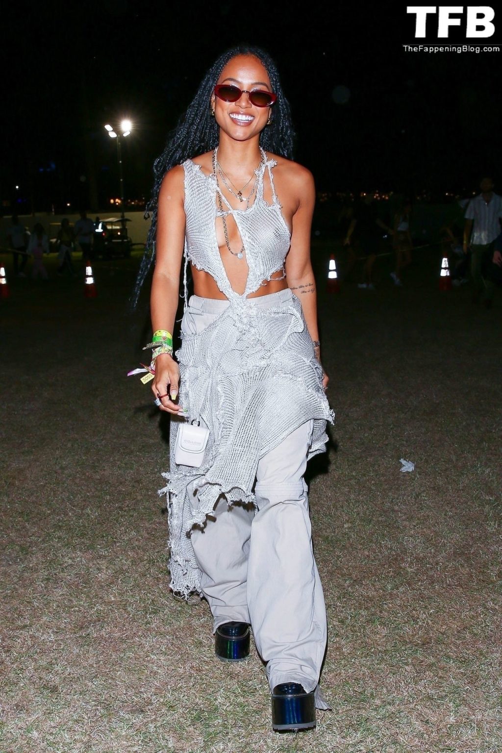 Karrueche Tran Flashes Her Nude Tits as She Exits Day One of Coachella (26 Photos)