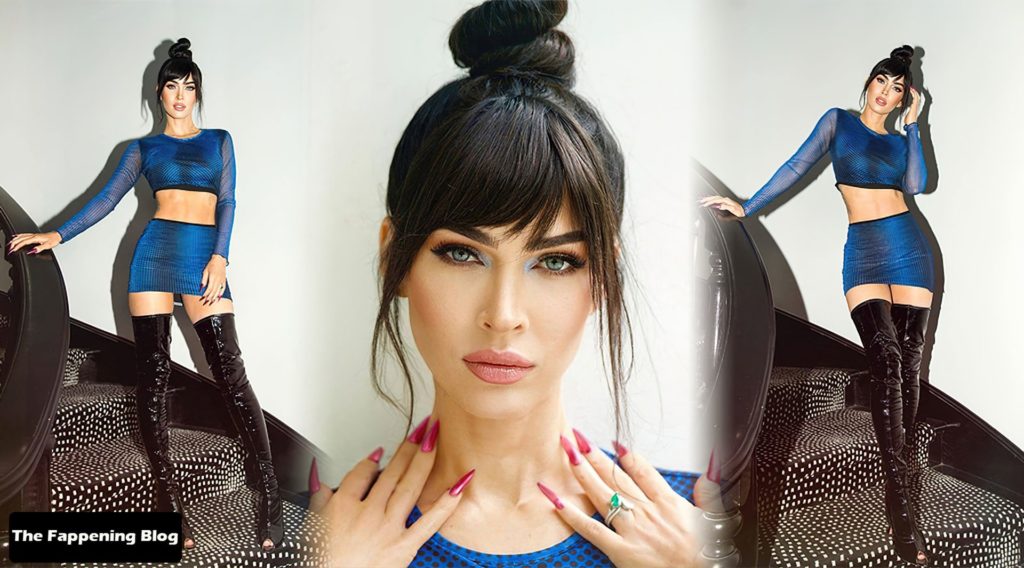 Megan Fox Poses in a Blue Outfit (9 Photos)