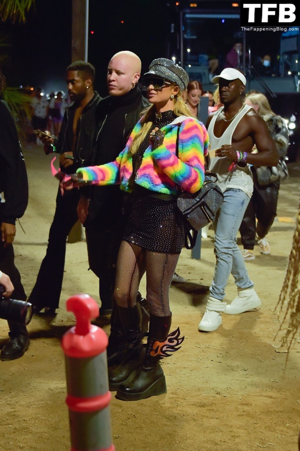 Braless Paris Hilton Arrives at the Neon Carnival Party During Coachella (35 Photos)