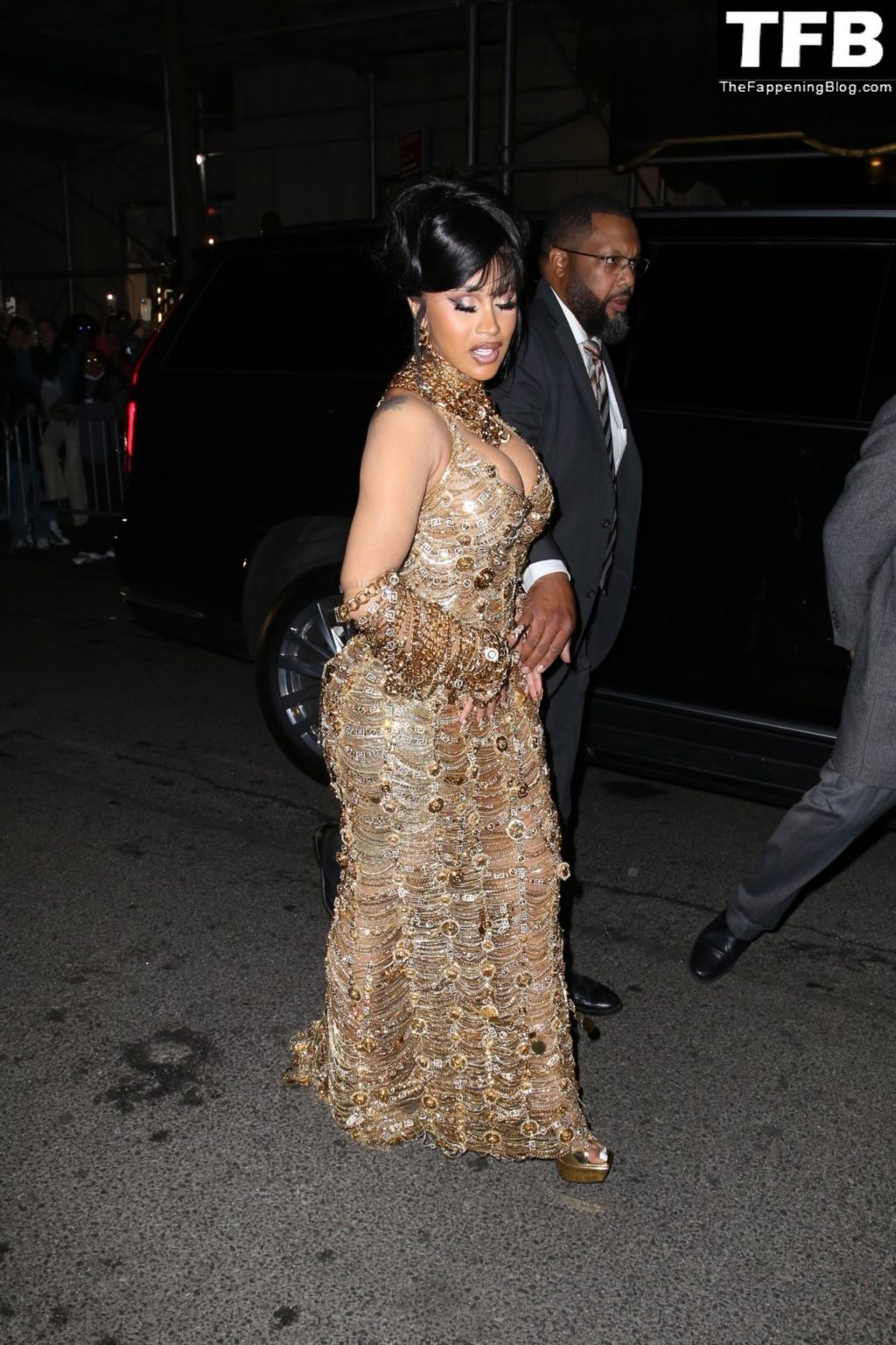 Cardi B Shows Off Her Huge Boobs in a Golden Dress at The 2022 Met Gala in NYC (70 Photos)
