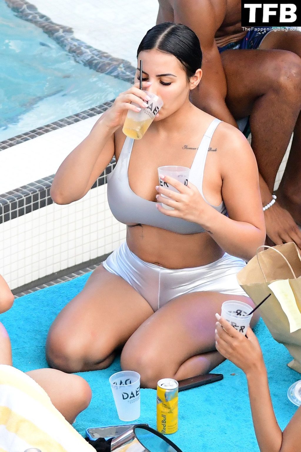 Chaney Jones Wears a Silver Latex Bikini as She Lets Loose with Friends During a Pool Party in Florida (97 Photos)