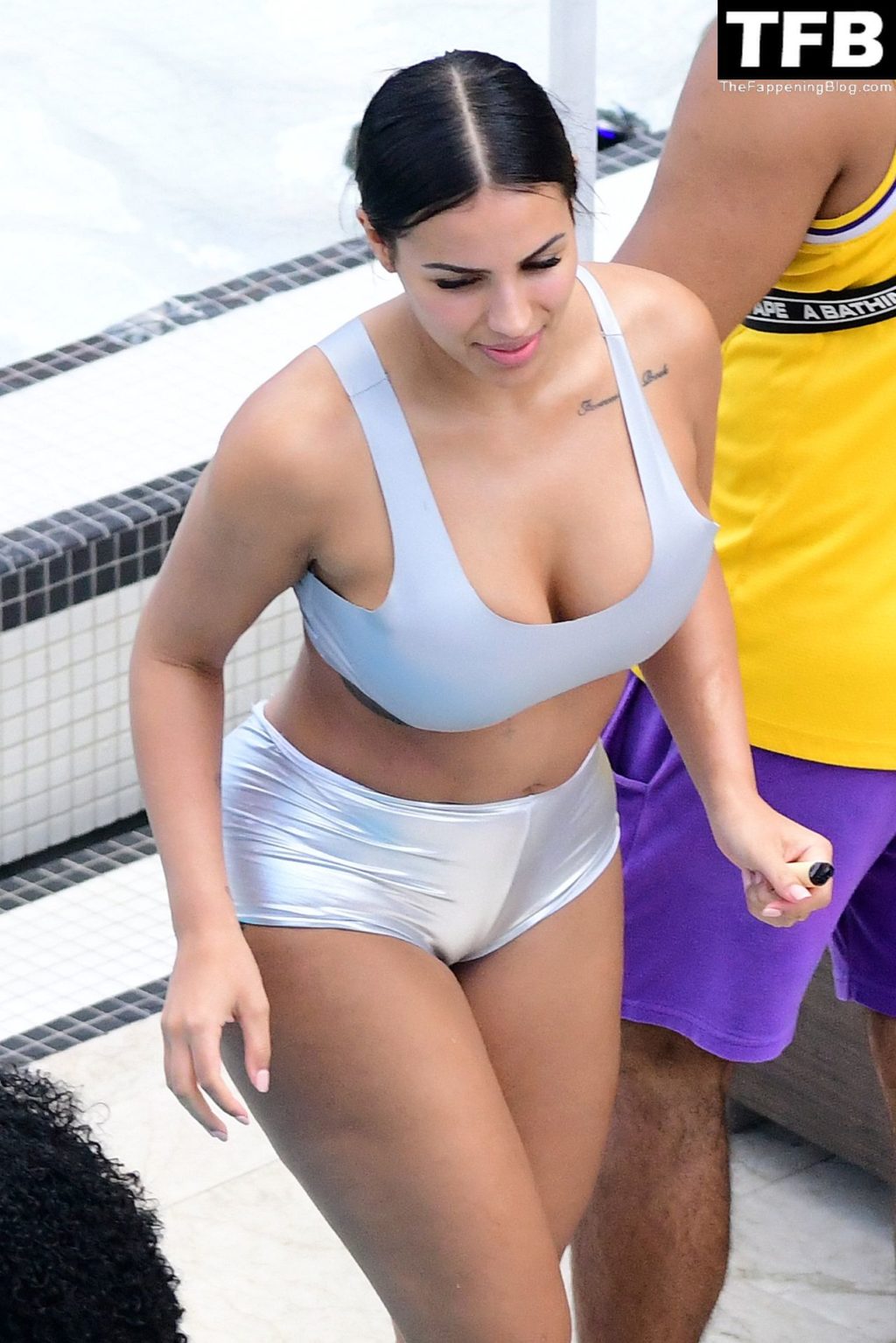 Chaney Jones Wears a Silver Latex Bikini as She Lets Loose with Friends During a Pool Party in Florida (97 Photos)