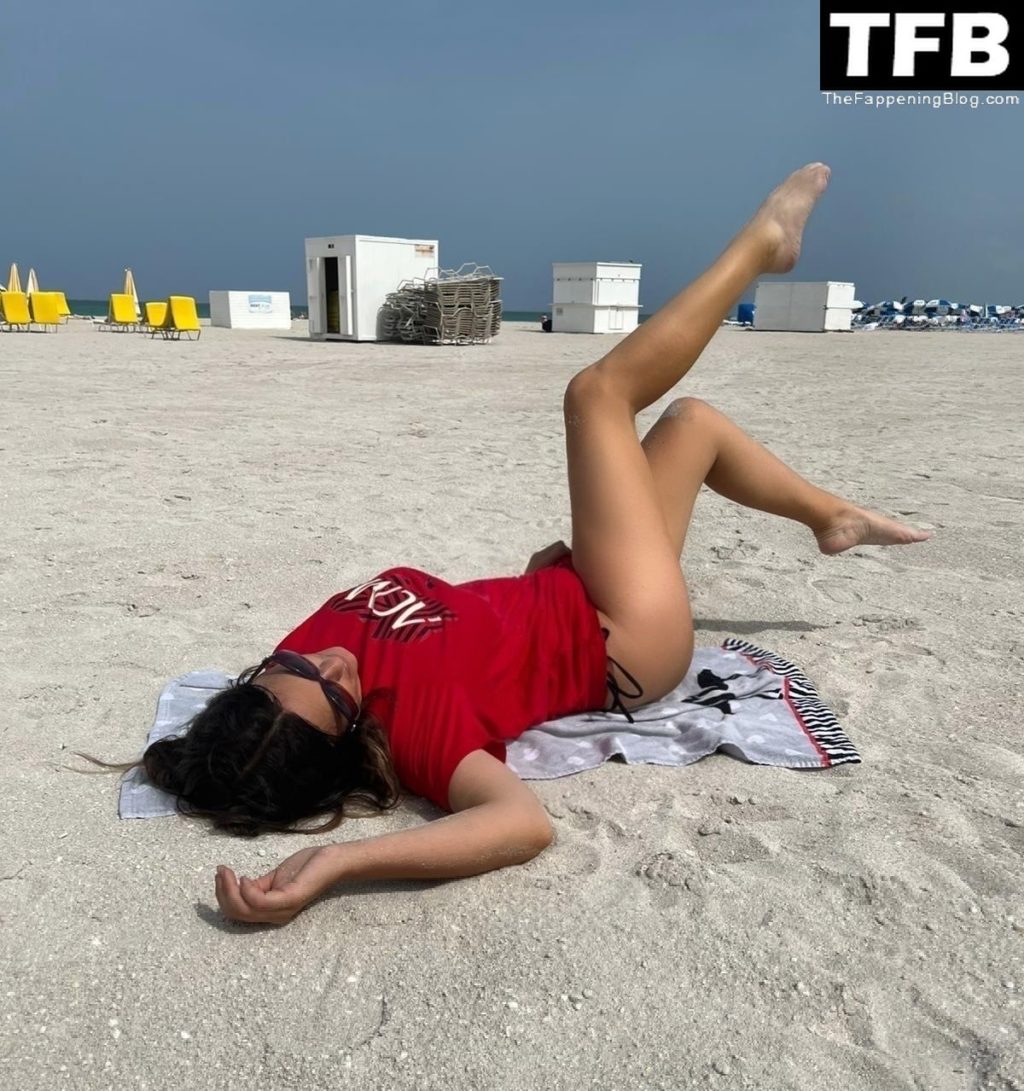 Claudia Romani Supports AC Milan on the Beach in Miami (11 Photos)