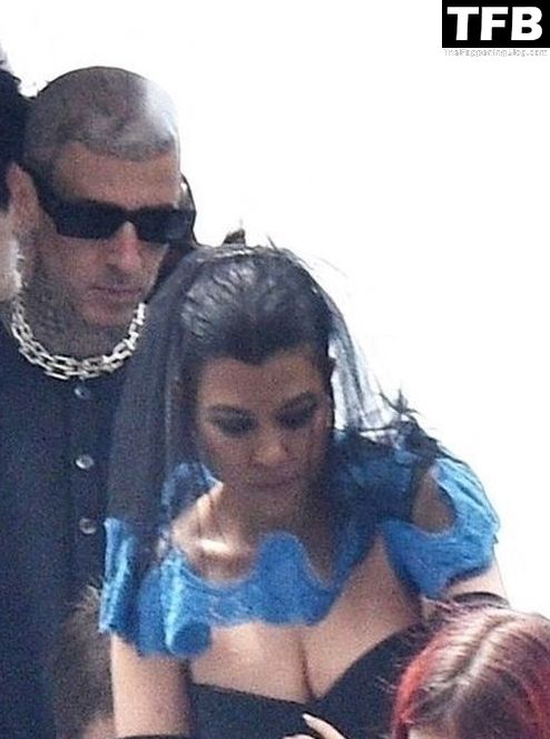 Kourtney Kardashian Shows Her Cleavage and Panties on a Yacht in Portofino (14 Photos)
