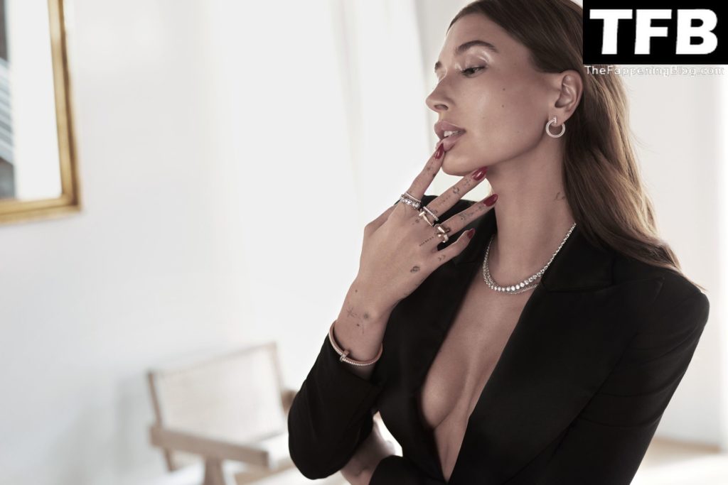Hailey Bieber Shows Off Her Décolletage in a New Jewelry Campaign for Tiffany &amp; Co. (5 Photos)