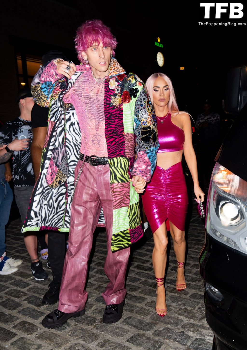Megan Fox &amp; MGK Step Out For Another Night in Pink as They Arrive to Catch NYC (48 Photos)