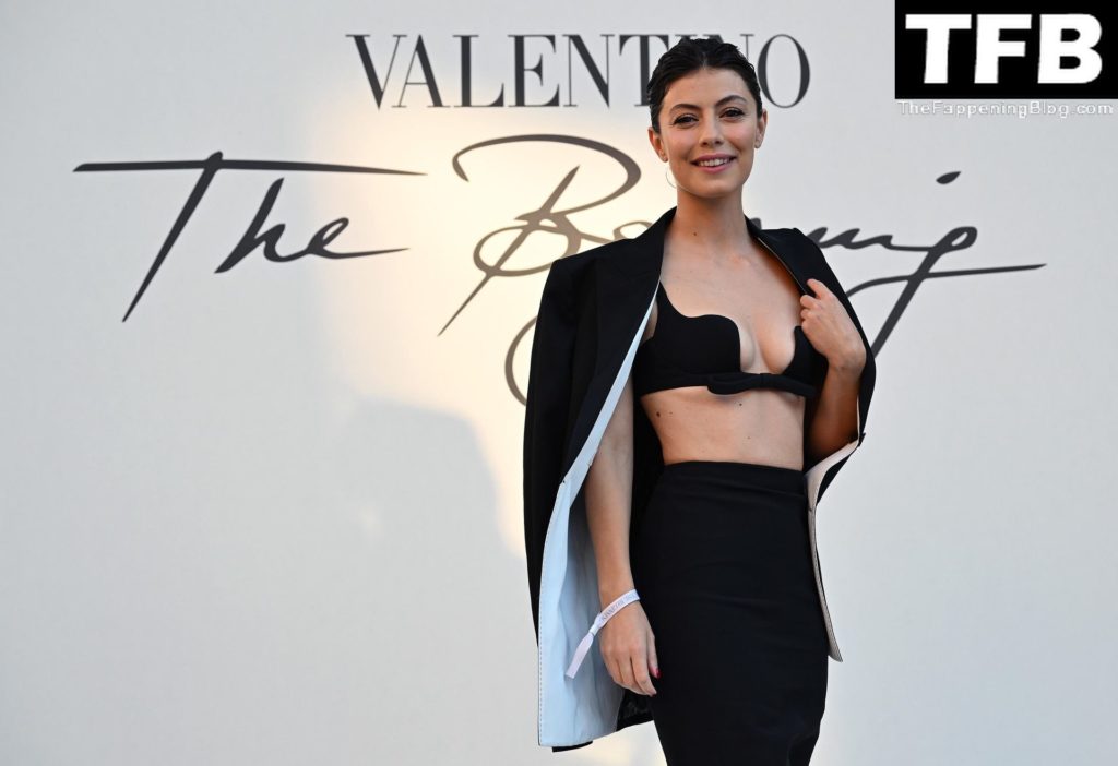 Alessandra Mastronardi Displays Her Sexy Tits at the Valentino Haute Couture Fall/Winter 22/23 Show (6 Photos)