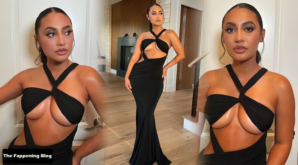 Francia Raisa Shows Her Sexy Boobs in a Black Dress (6 Photos)
