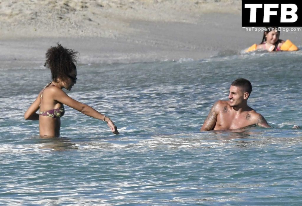 Jessica Aidi &amp; Marco Verratti are Seen on the Beach in Mykonos (46 Photos)