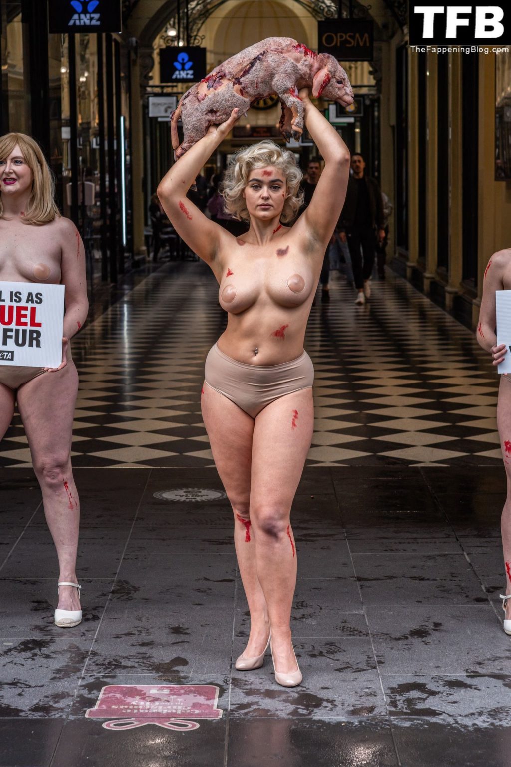 Stefania Ferrario Outshines Vegan Activist Tash Peterson at the PETA Protest in Melbourne (6 Photos)