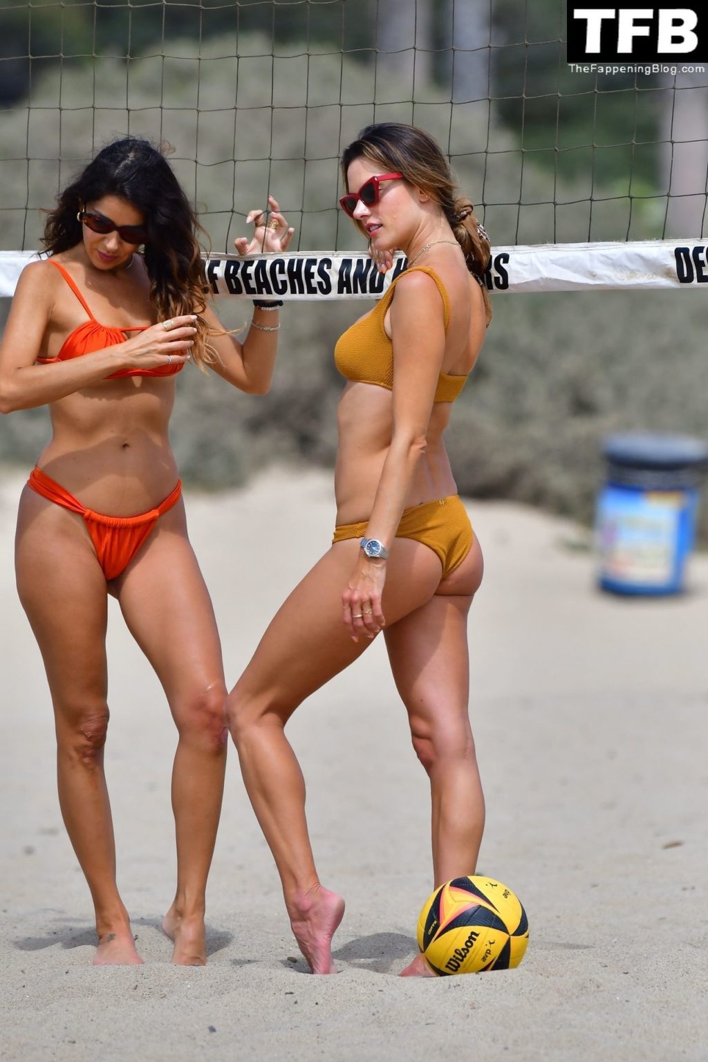 Alessandra Ambrosio Poses for Pictures with a Friend During a Game of Beach Volleyball (150 Photos)