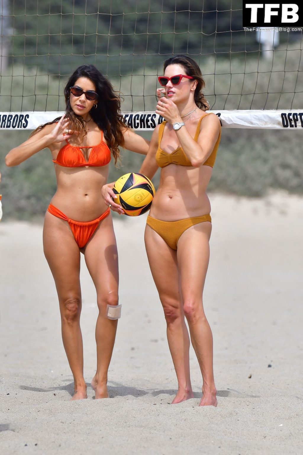 Alessandra Ambrosio Poses for Pictures with a Friend During a Game of Beach Volleyball (150 Photos)