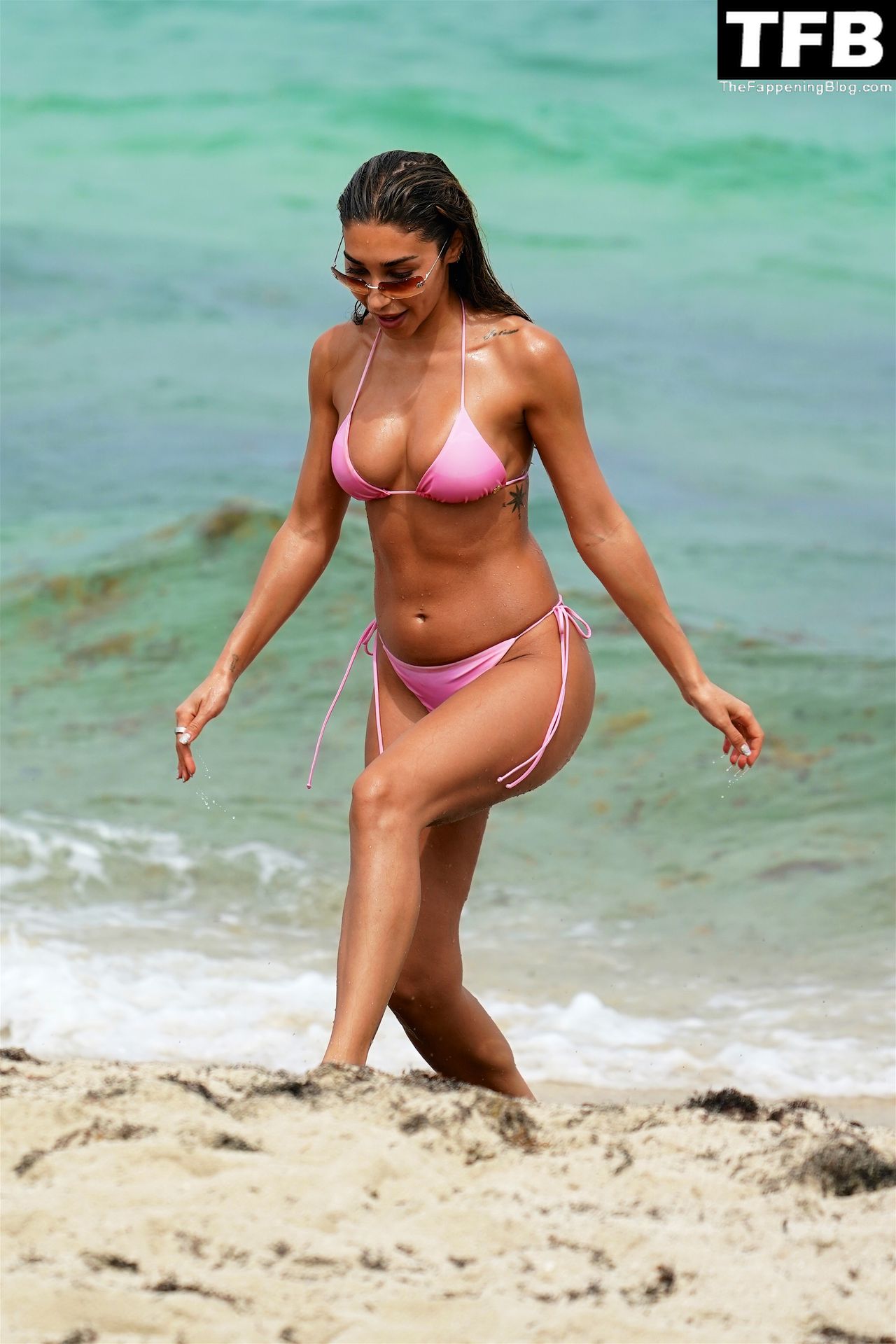 Chantel Jeffries Showcases Her Sexy Body in a Pink Bikini on Miami Beach (21 Photos + Video)