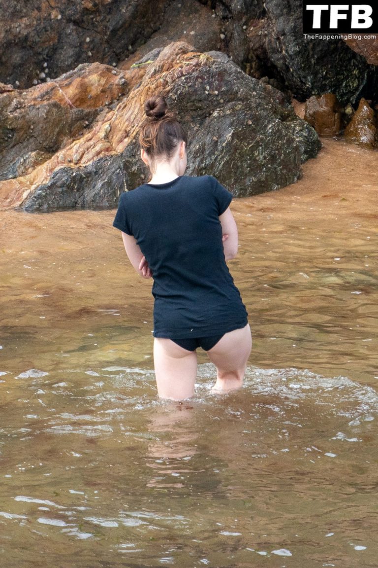 Holliday Grainger Takes A Dip In The Water During A Trip To The Beach In Devon 10 Photos