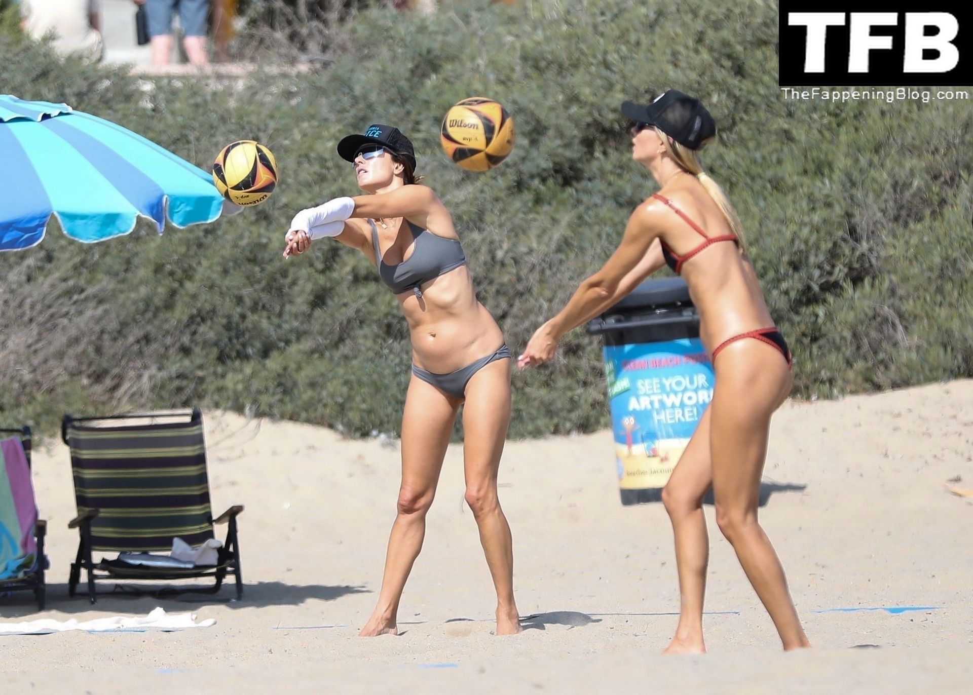 Alessandra Ambrosio Plays Beach Volleyball with Her Boyfriend and Fellow Model Friend (31 Photos)