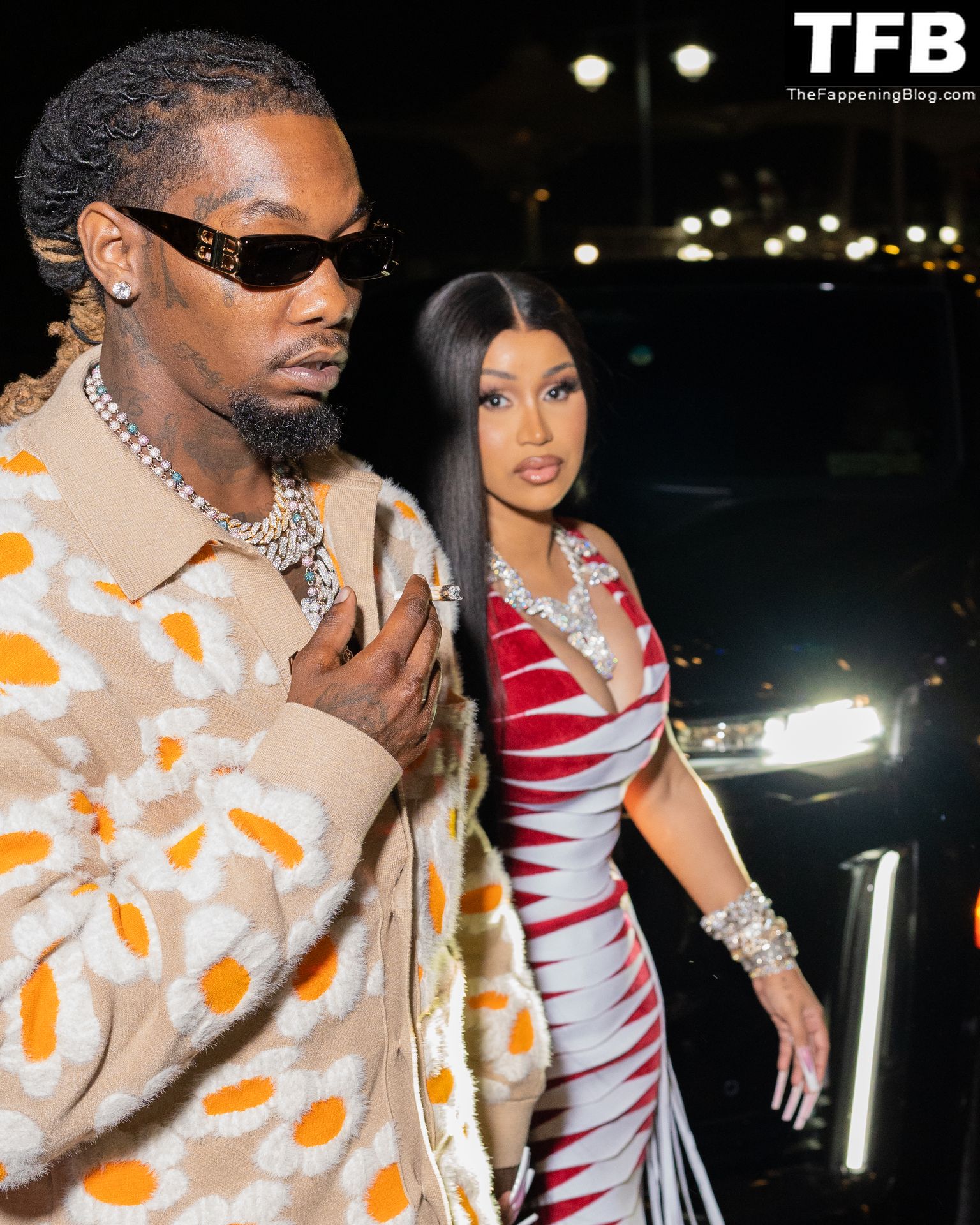 Cardi B Flaunts Her Cleavage as She Leaves a Club with Offset in NYC (8 Photos)