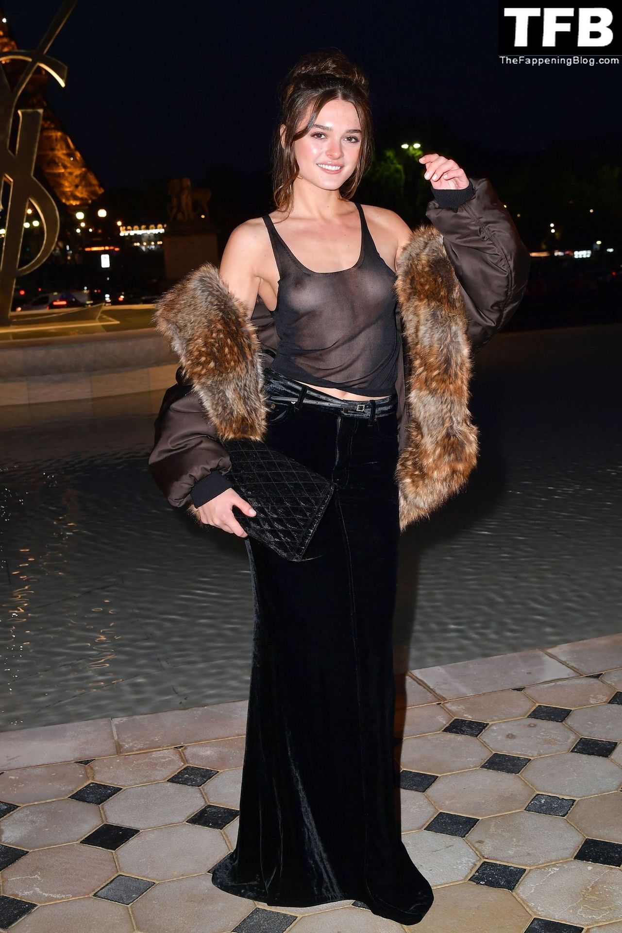 Charlotte Lawrence Flashes Her Nude Tits at the Saint Laurent Womenswear Show in Paris (41 Photos)