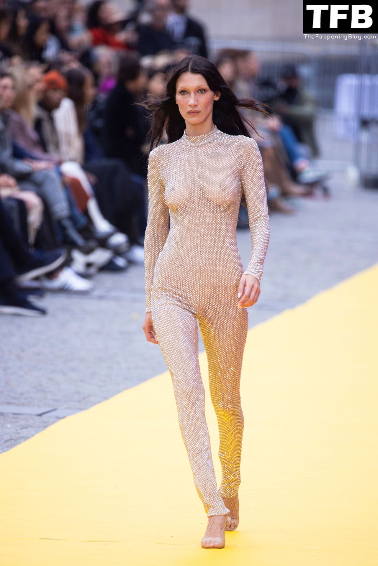 Bella Hadid Flashes Her Nude Tits During the Stella McCartney Womenswear Show (48 Photos)