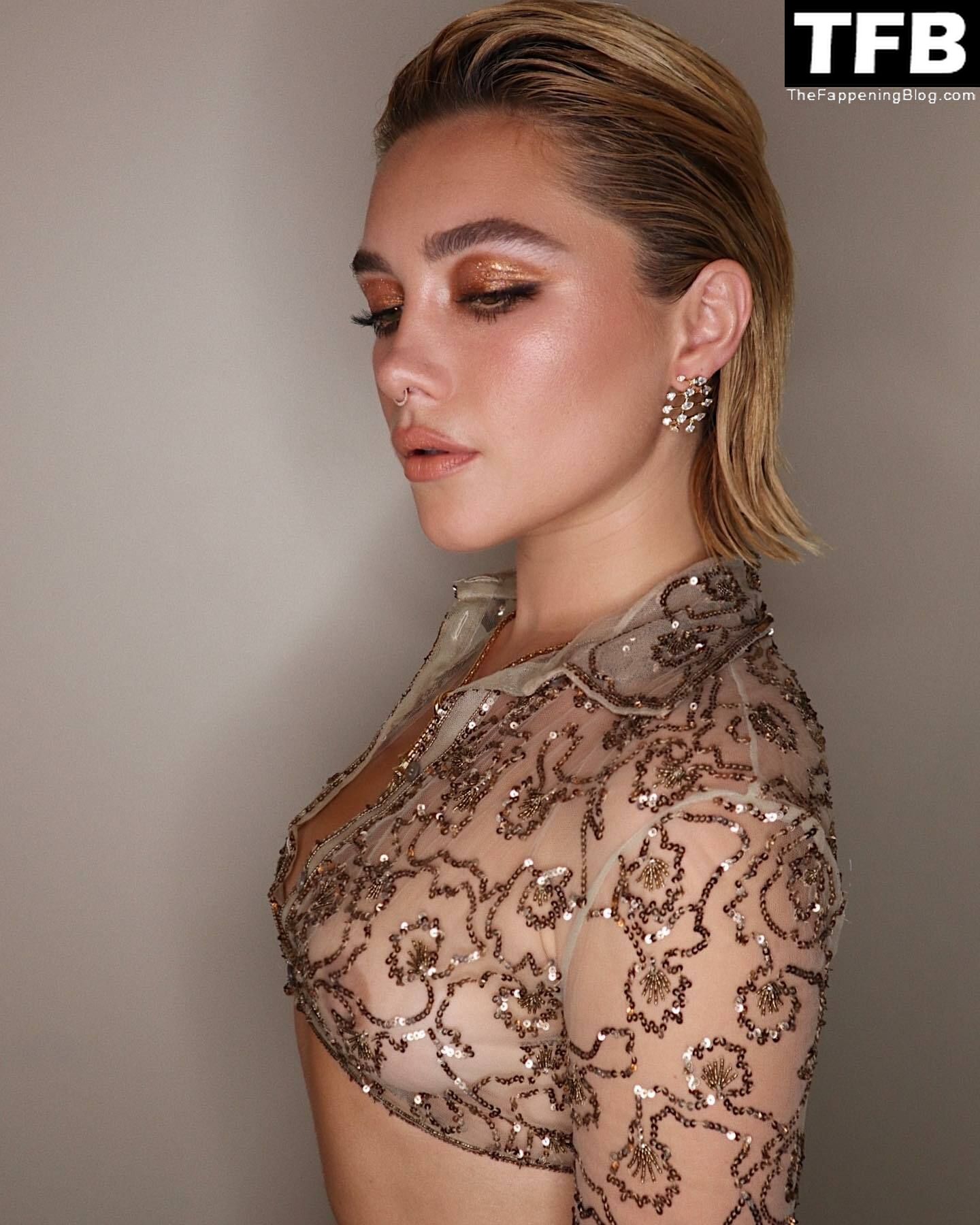 Florence Pugh Flashes Her Nude Tits While Attending the Valentino Dinner in Paris (24 Photos)