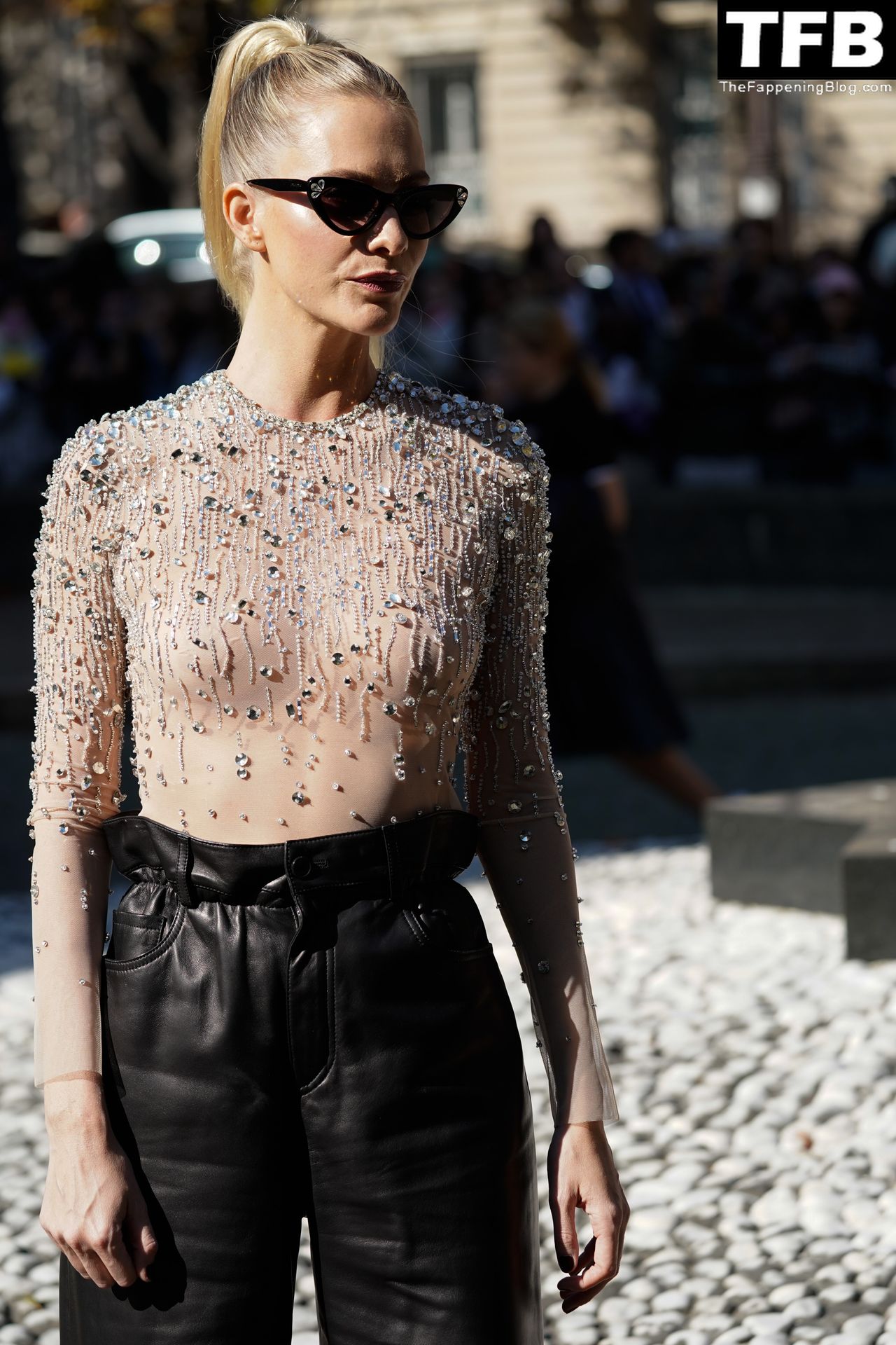 Poppy Delevingne Poses in a See-Through Top at Miu Miu Womenswear Show (25 Photos)