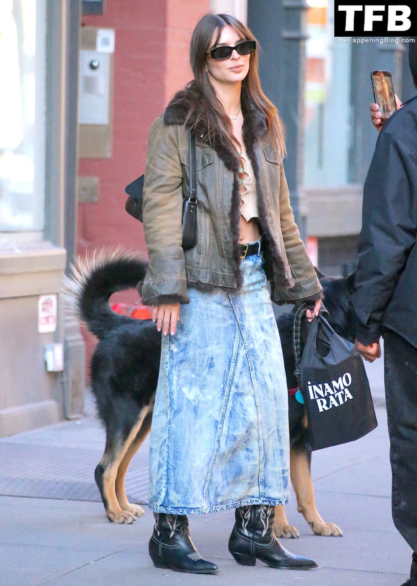Emily Ratajkowski Wears a Crop Top With a Denim Skirt While Taking Her Dog For a Stroll in NYC (72 Photos)