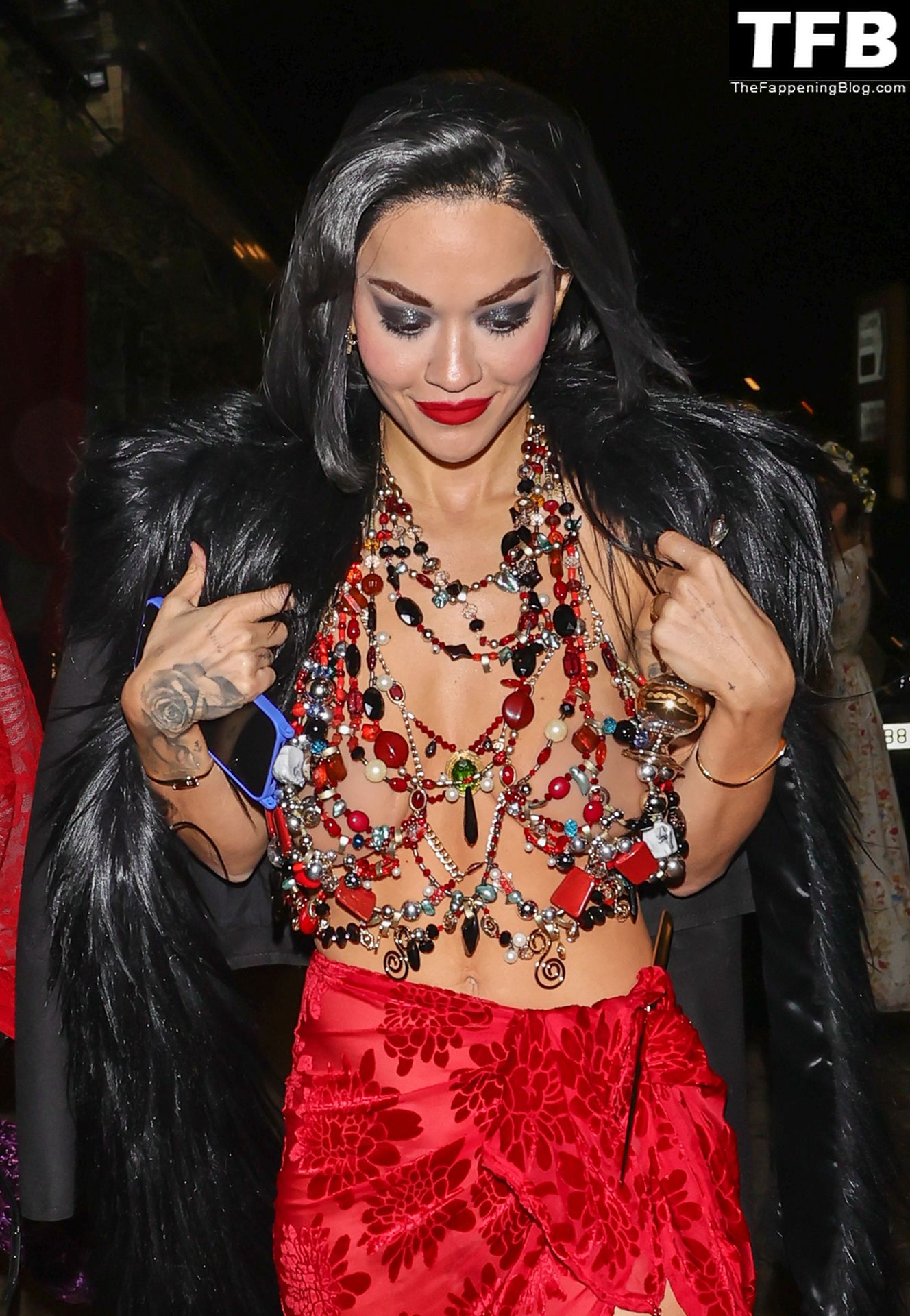 Rita Ora Flashes Her Boobs Pictured at Jonathan Ross Halloween Party (50 Photos + Video)