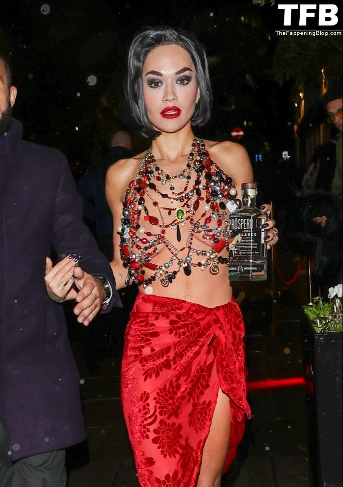 Rita Ora Flashes Her Boobs Pictured at Jonathan Ross Halloween Party (50 Photos + Video)