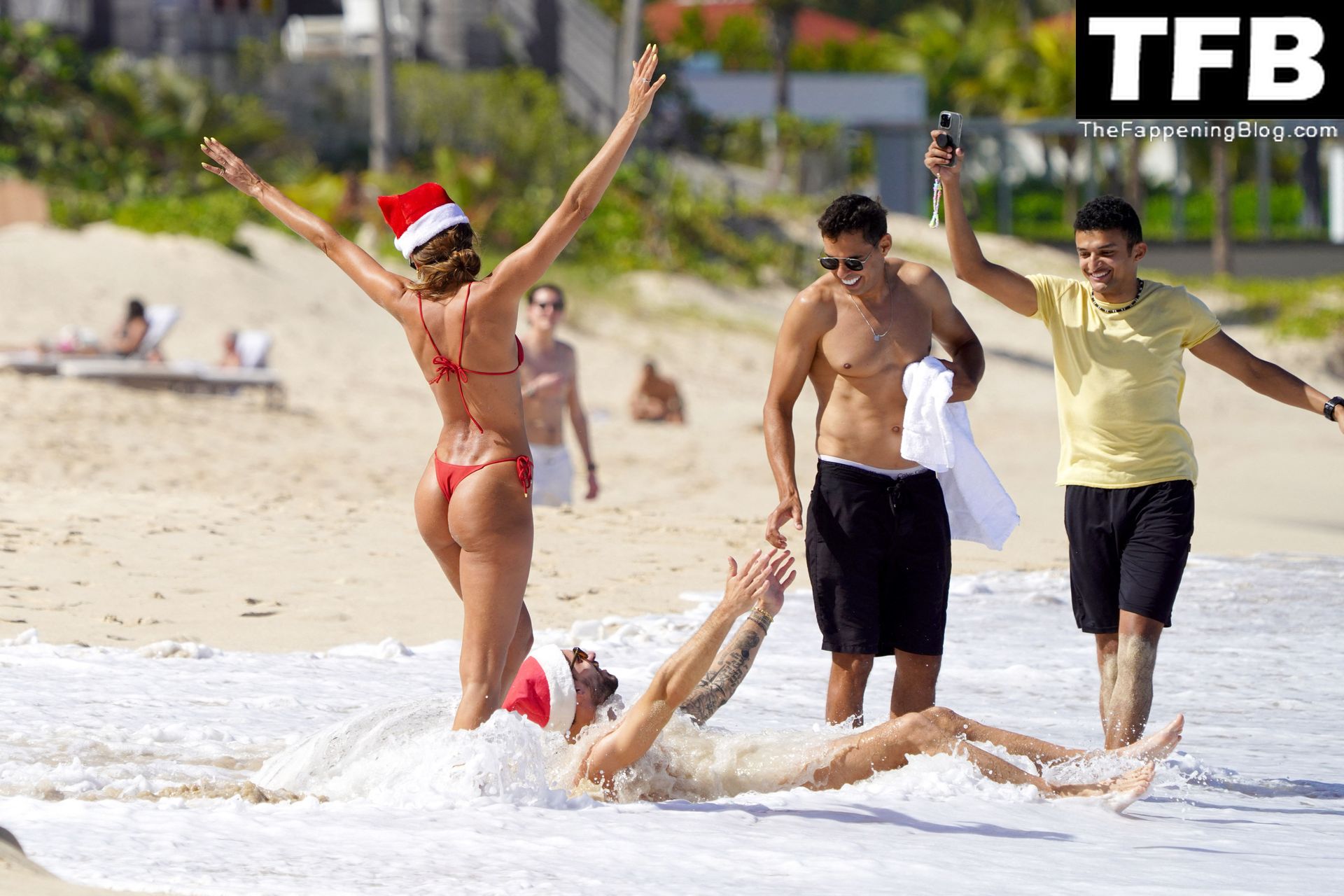 Izabel Goulart Gets into the Christmas Spirit Wearing a Tiny Red Bikini on the Beach in St. Barts (84 Photos)