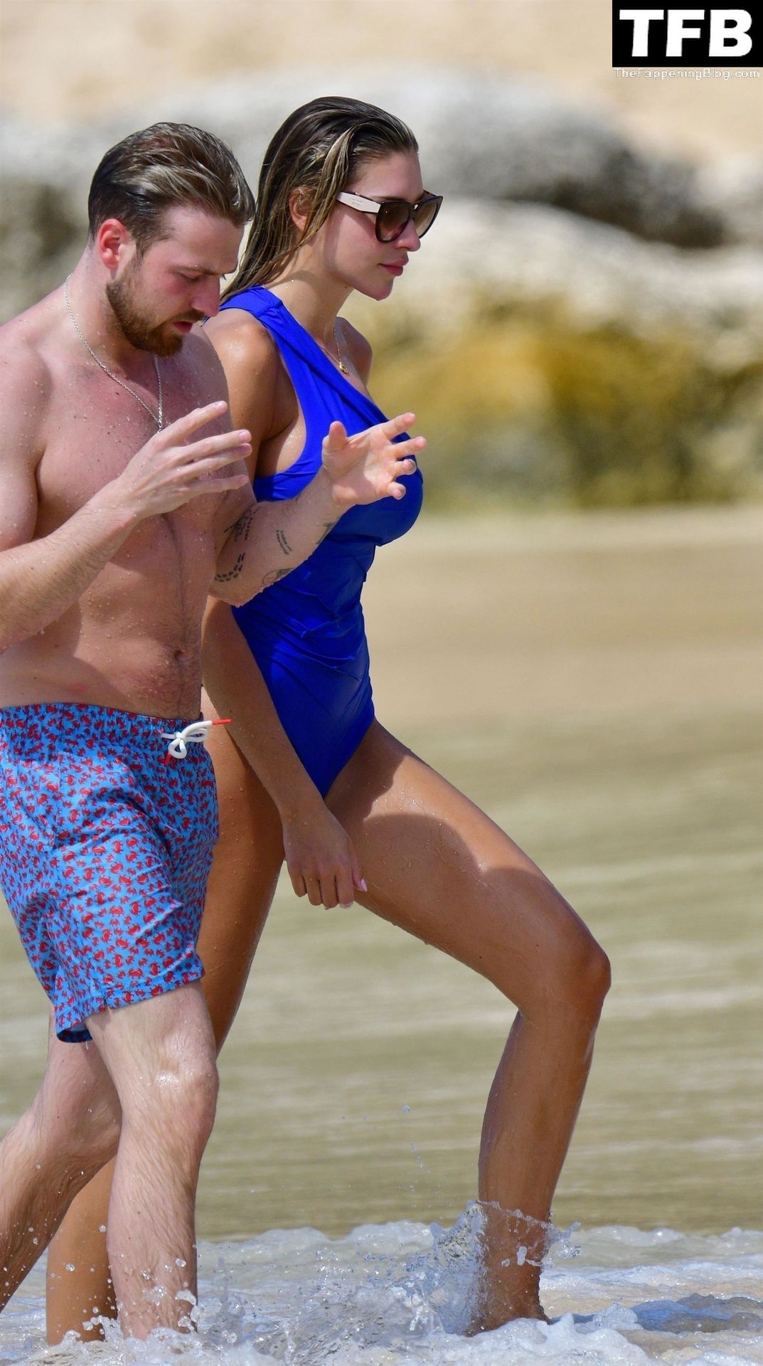Zara McDermott Turns a Few Heads Wearing Her Striking Blue Swimsuit on the Beach in Barbados (65 Photos)