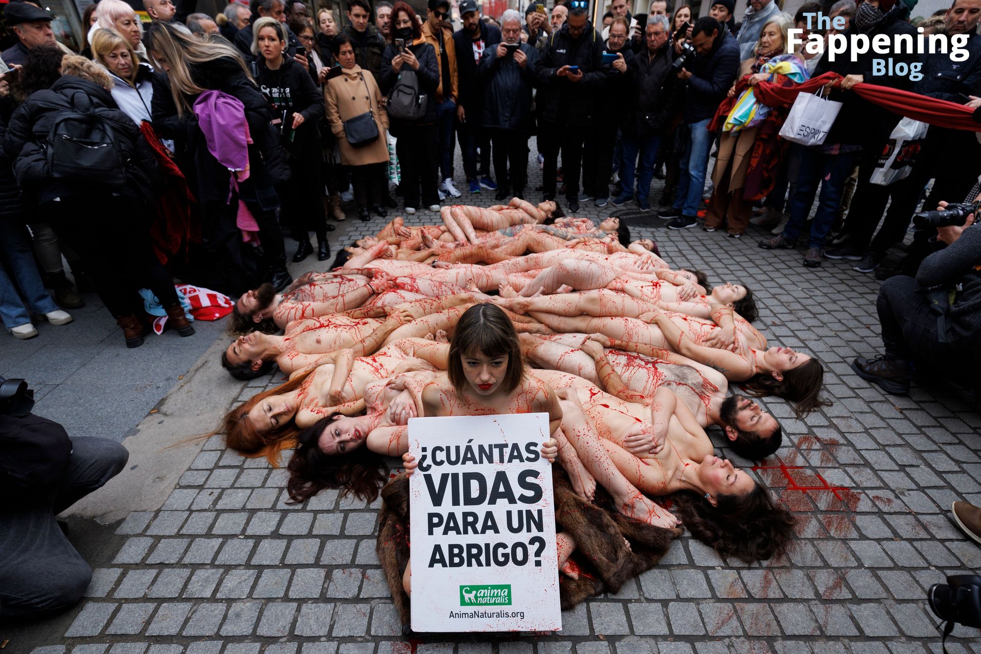 AnimaNaturalis Activists Lay on the Ground Against the Fur Industry in Madrid (4 Photos)