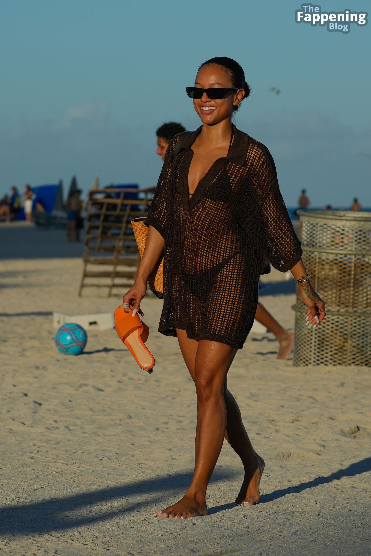 Karrueche Tran Wears a Black bikini as She Tops Up Her Tan on the Beach in Miami (37 Photos)