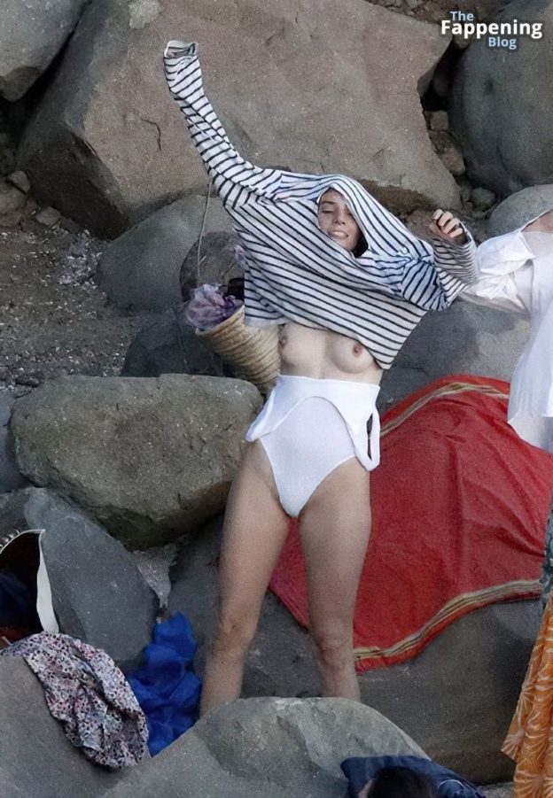 Maya Hawke Flashes Her Nude Tits Sexy Body In A White Swimsuit On The