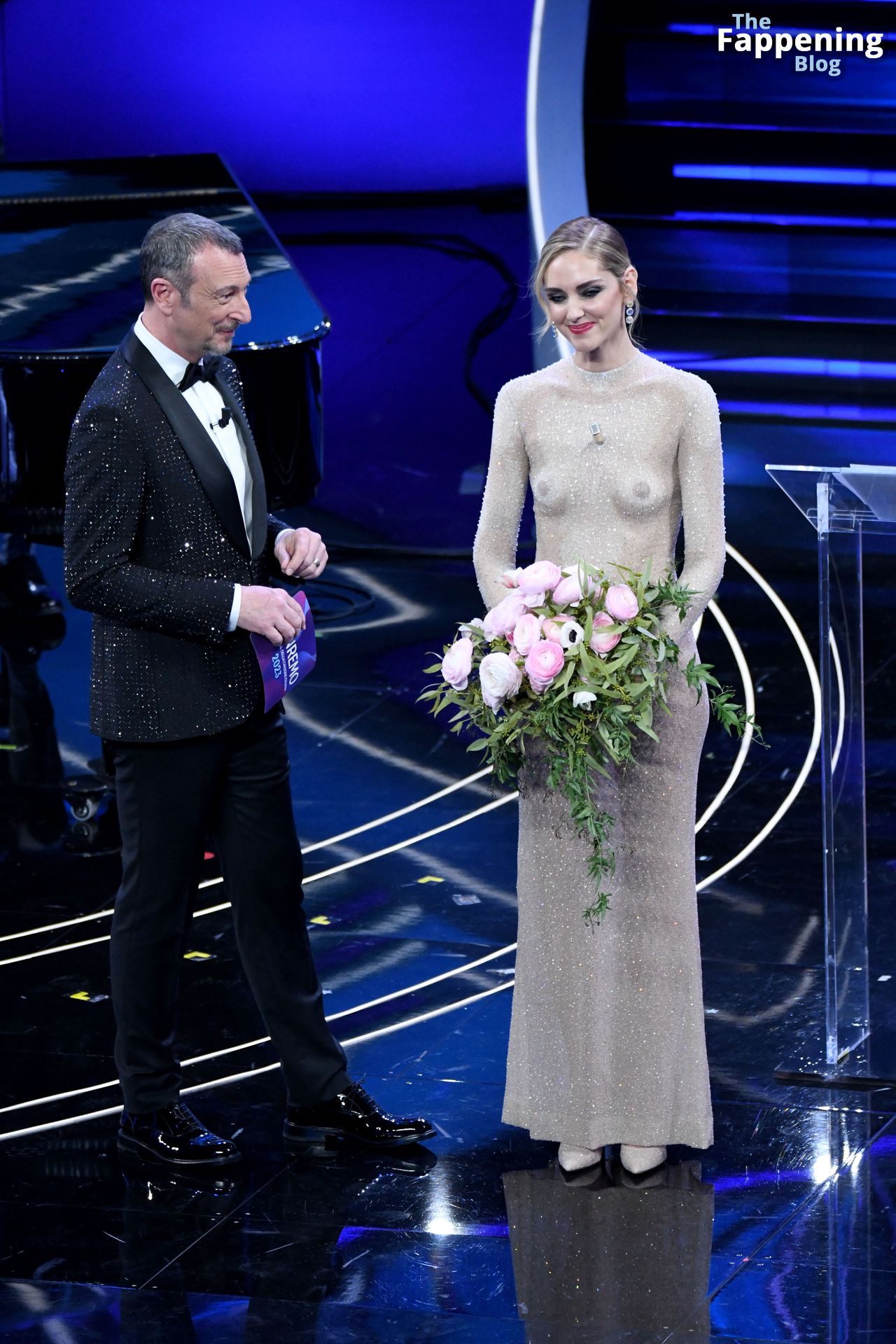 Chiara Ferragni Flaunts Her Nipples in a See-Through Dress at the 2023 Sanremo Music Festival (47 Photos)